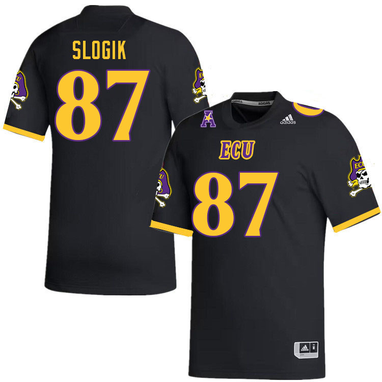 Men #87 Nick Slogik ECU Pirates College Football Jerseys Stitched-Black